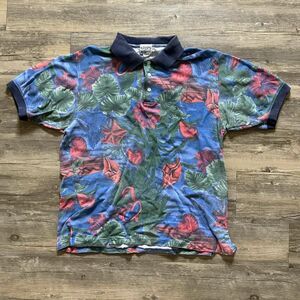 Vintage 90s Ralph Lauren Chaps Floral Aop Rugby Polo Size Large